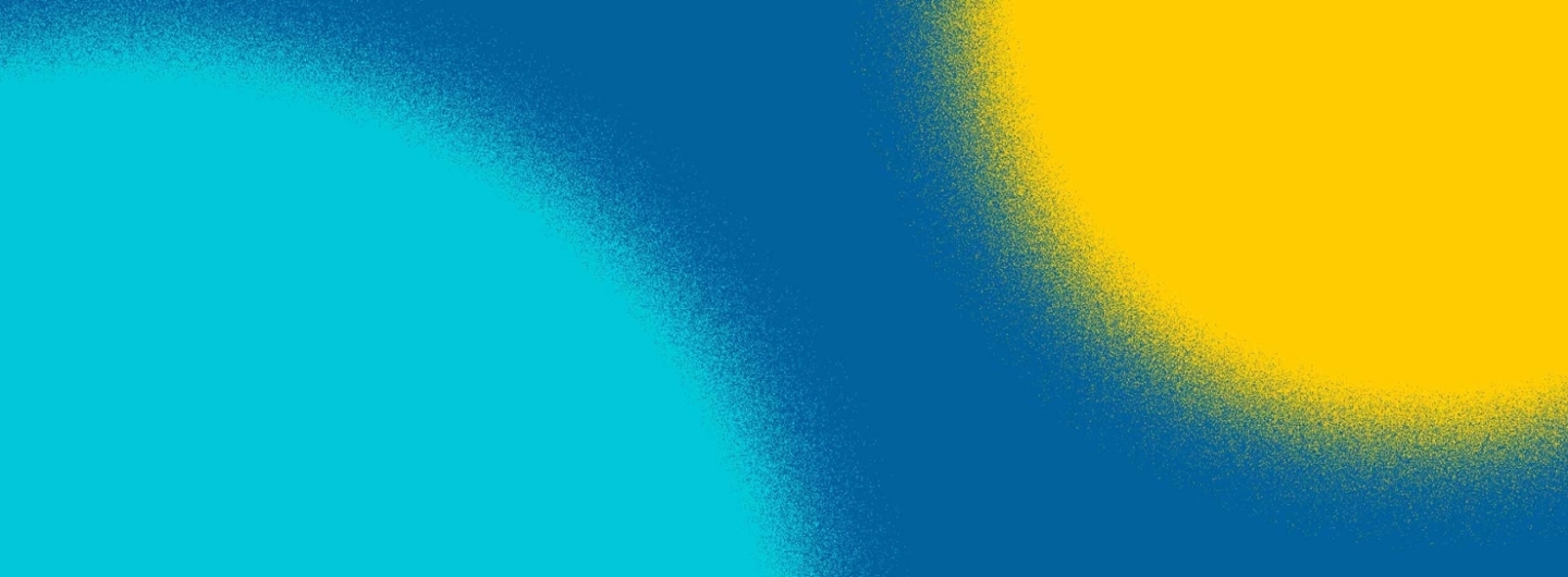 two textured gradient yellow and cyan orbs over a light blue background